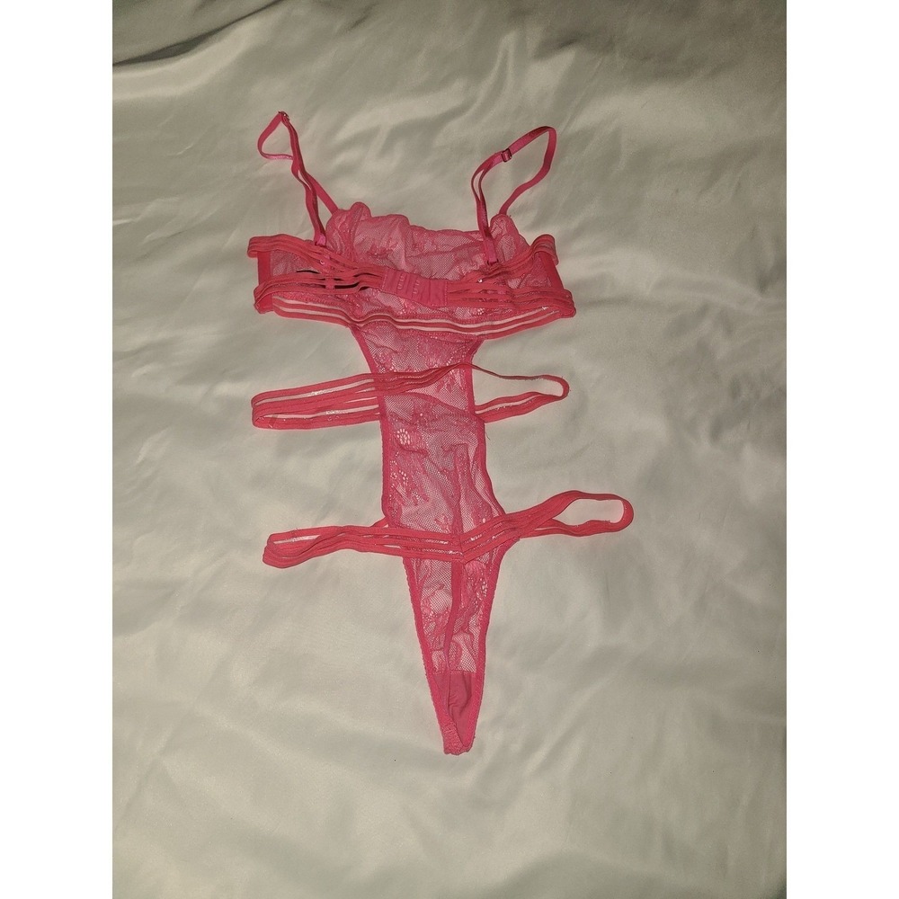 Victoria's Secret Pink Lace Cutout Teddy Bodysuit Sheer - Picture 3 of 16